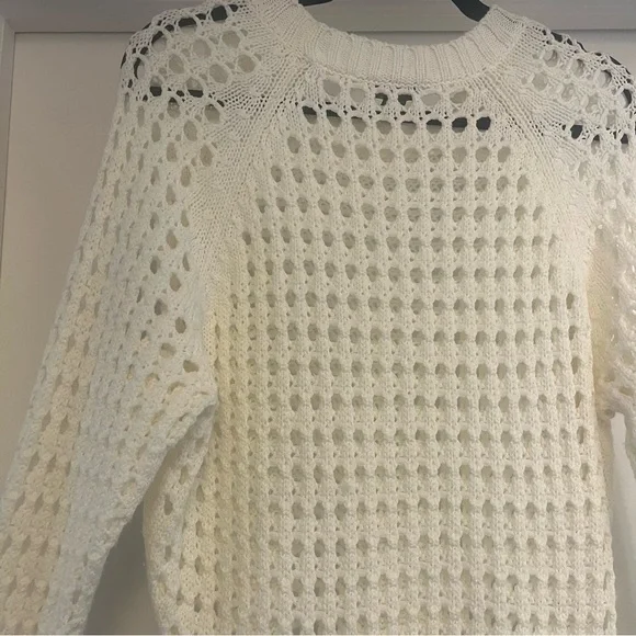 Point Sur (J. Crew) - Open-Knit Crochet Crewneck Sweater - size M - white - Picture 4 of 5